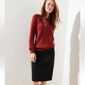 Ann Taylor LOFT Black Lined Knee Length Work Career Pencil Skirt Size 8